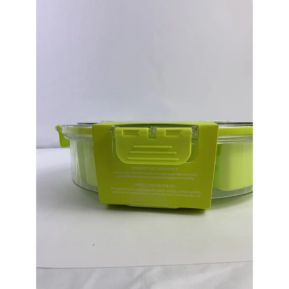 CWC‎ Divided Serving Tray With Lid Rotating Snack Box 6 Compartment BPA Free